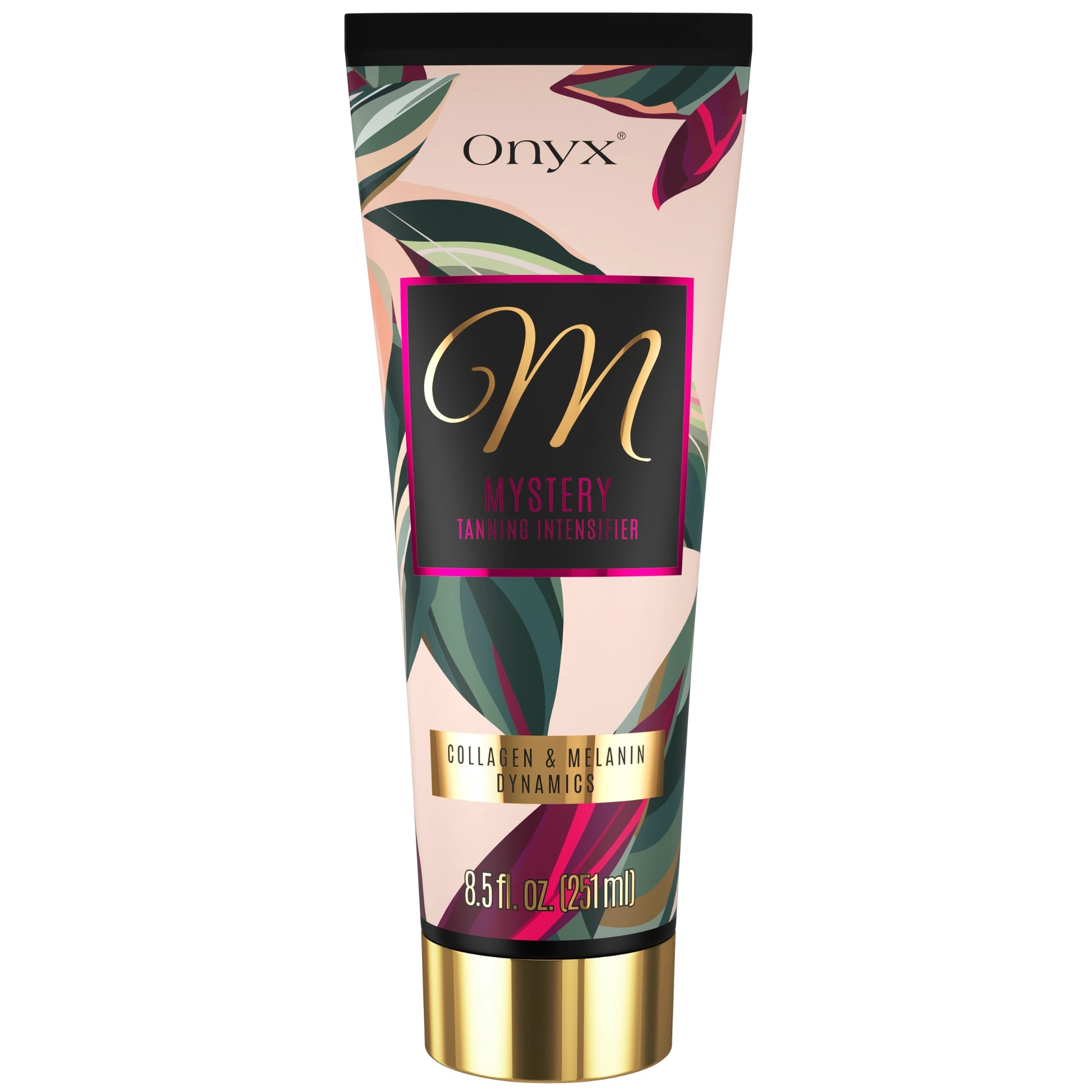 Onyx Mystery Sonnenbank Bräunungsbeschleuniger Creme mit Collagen und Melanin Dynamics, Produktabbildung der 251ml Tube auf weißem Hintergrund