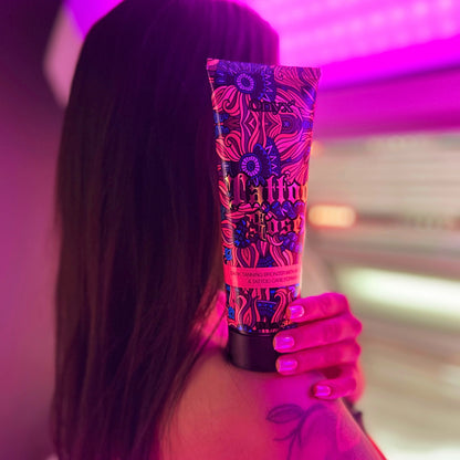 Tattoo Rose Sonnenbank Bräunungsbeschleuniger für Frauen mit Tattoo-Pflege