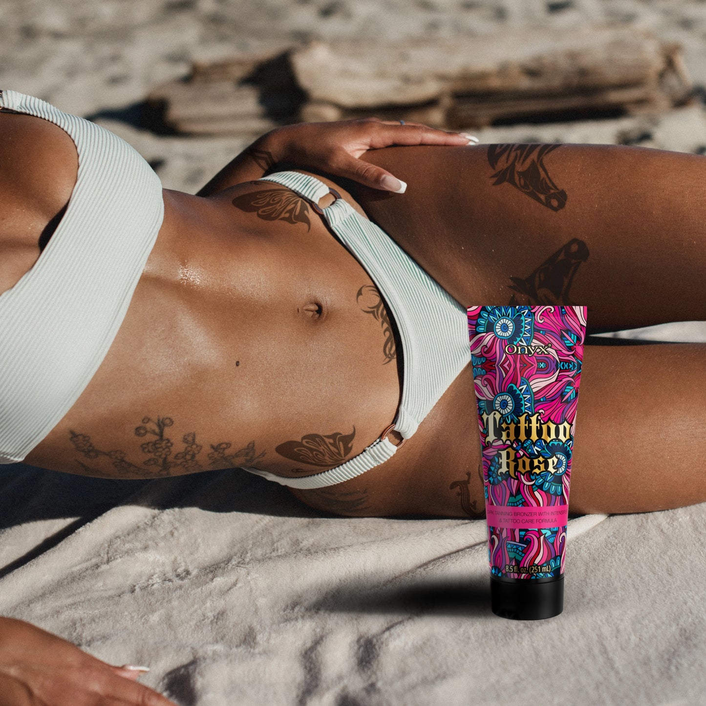 Tattoo Rose Sonnenbank Bräunungsbeschleuniger für Frauen mit Tattoo-Pflege